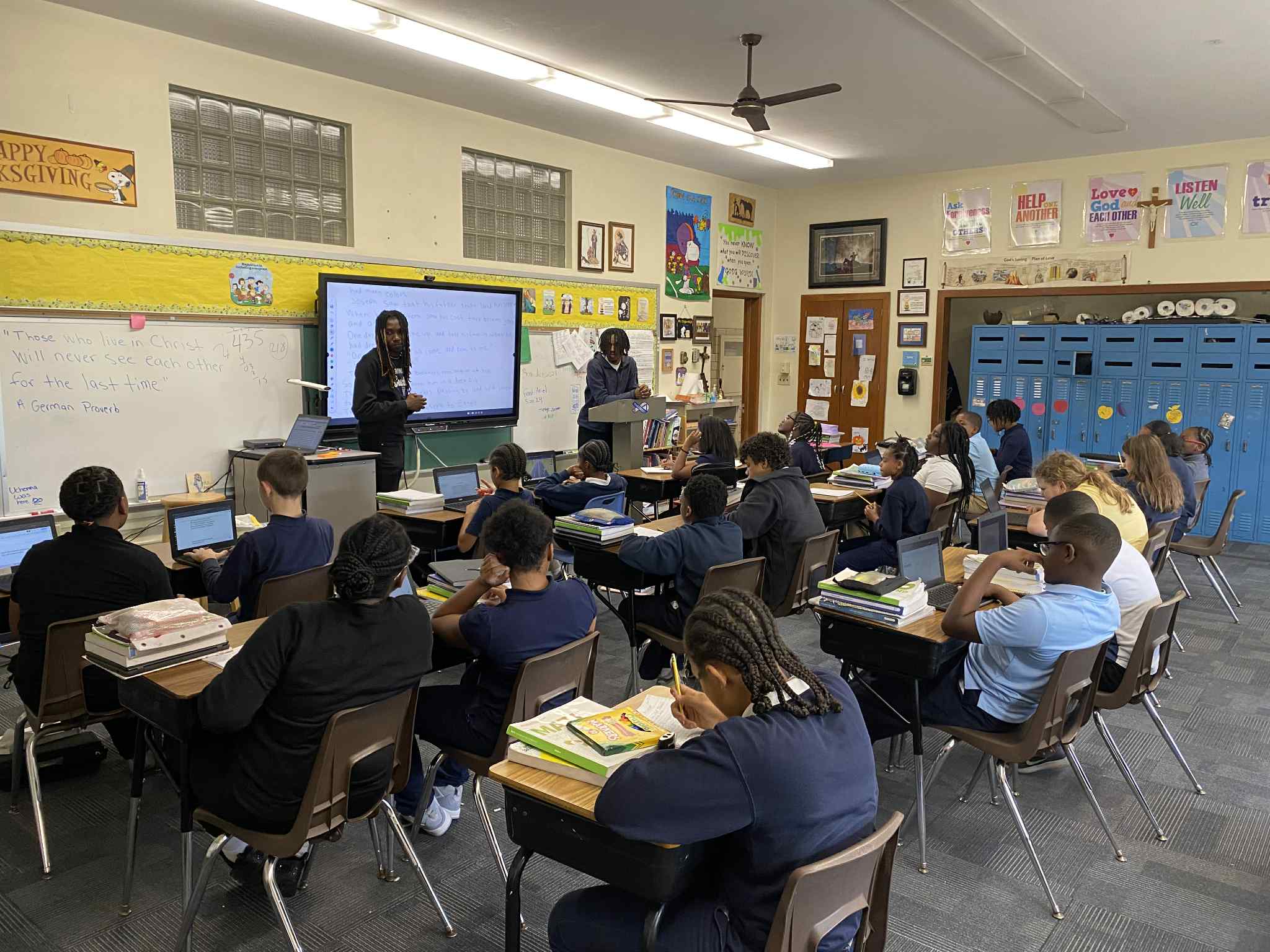 Jalen Roach and Uchenna Njoku Teaching at St. Benedict Catholic School