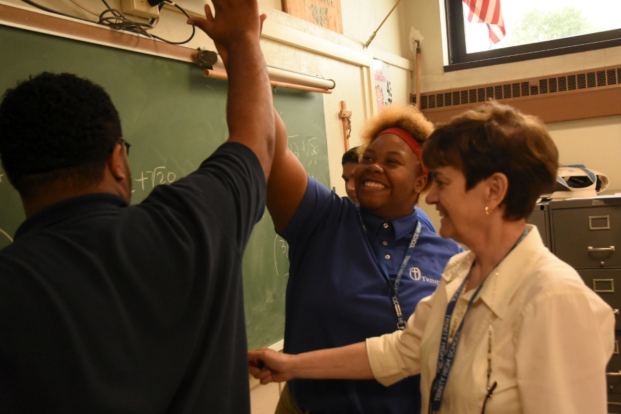 Mrs. Barile with students