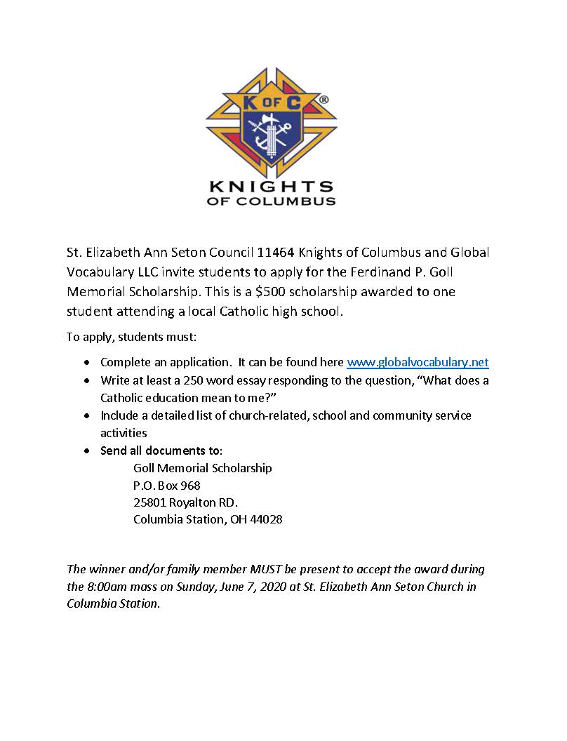 This is the image for the news article titled Apply Now for the Goll Memorial Scholarship!